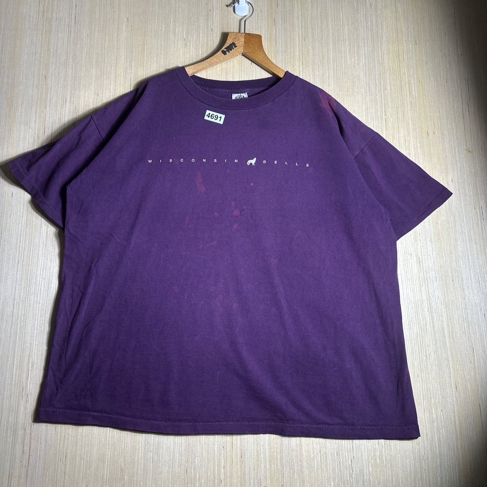 Vintage Wisconsin Dells Shirts Mens 2XL Purple Short Sleeve Graphic Print 90s